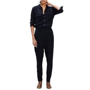 Madewell Black Pull On Jumpsuit E2352 Medium Pockets Long Sleeve Casual
